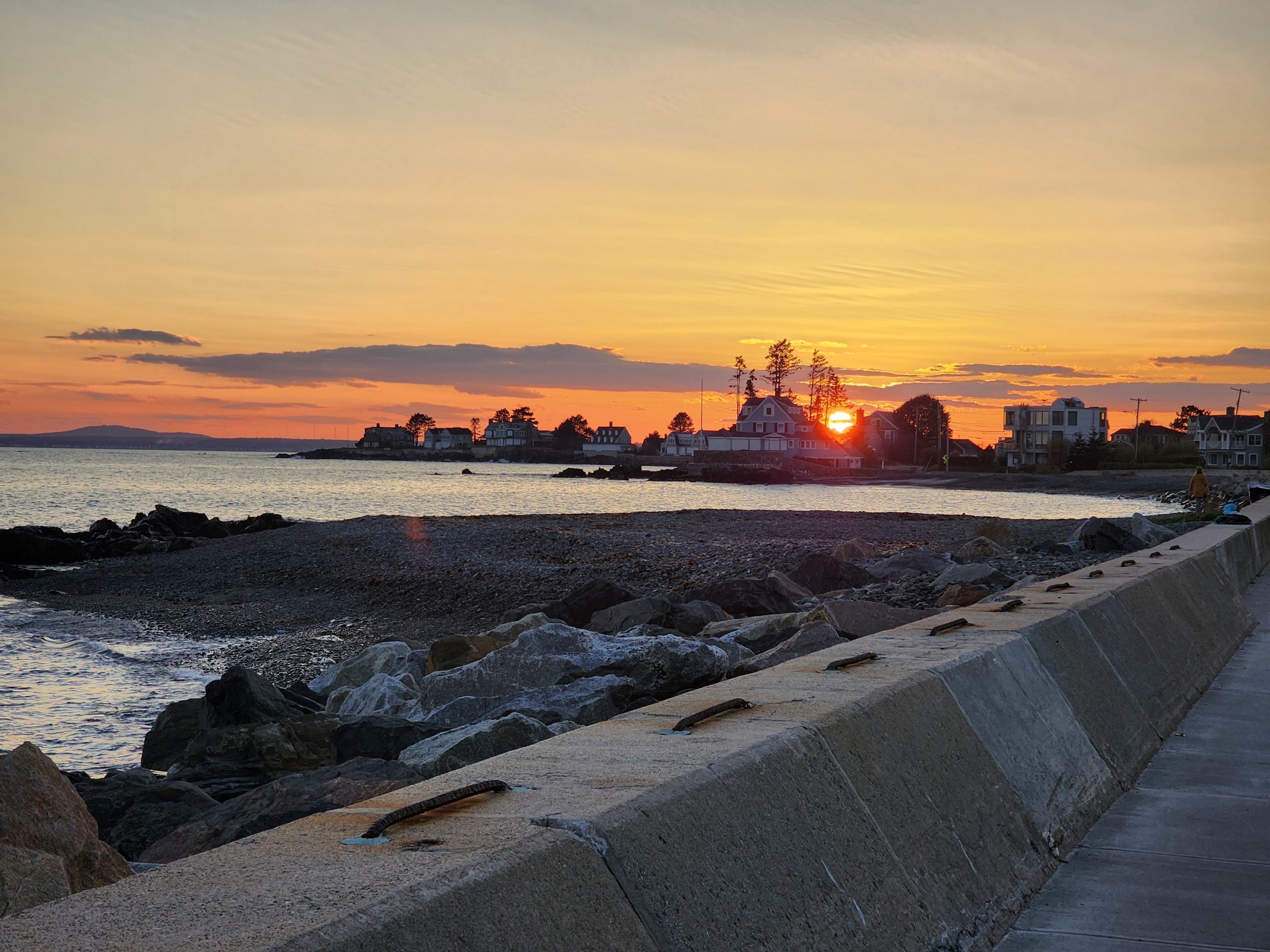 A sunset over a beach.